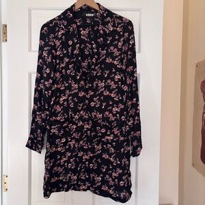 Reformation black floral button up dress